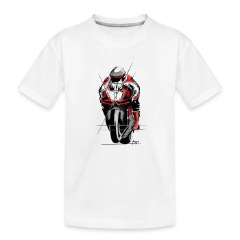 Motorrad Rennfahrer – Gezeichnetes Superbike Logo - Kinder Premium Bio T-Shirt - Weiß - Vorne