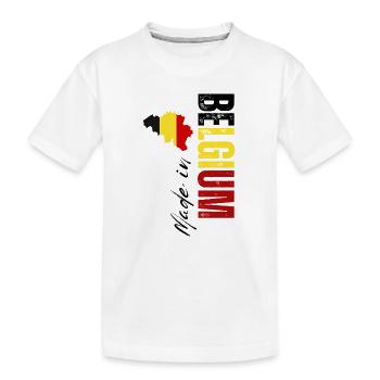 Hergestellt in Belgien, vertikales Design - Kinder Premium Bio T-Shirt - Weiß - Vorne