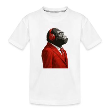 Gorilla im Anzug mit Kopfhörern - Kinder Premium Bio T-Shirt - Weiß - Vorne