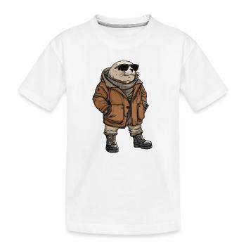 Seal Animal Cool Winter - Kids' Premium Organic T-Shirt - white - Front
