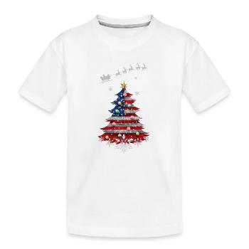 Sapin de Noël avec drapeau des États-Unis - T-shirt bio Premium Enfant - blanc - Devant