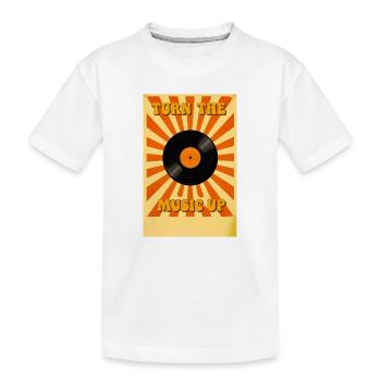 Gestapelte Retro-Lautsprecher steigen mit musikalischer Energie - Kinder Premium Bio T-Shirt - Weiß - Vorne