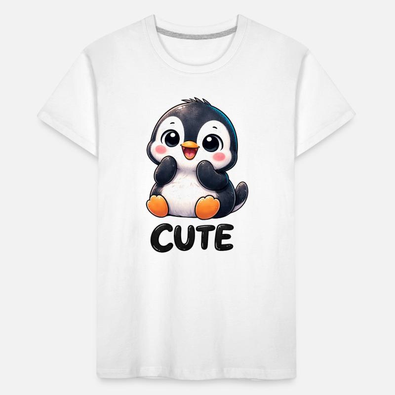 Pingouin chibi mignon timide timide mignon T-shirt bio Premium Enfant