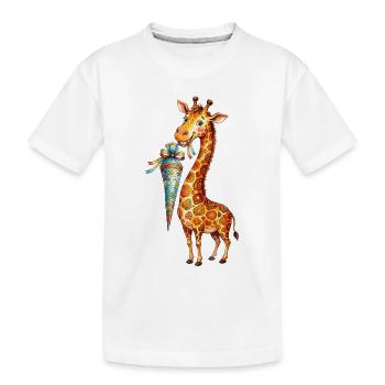 Niedliche Giraffe zum Schulanfang mit Schultüte - Kinder Premium Bio T-Shirt - Weiß - Vorne
