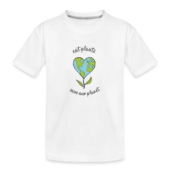 manger des plantes sauver notre planète - T-shirt bio Premium Enfant - blanc - Devant