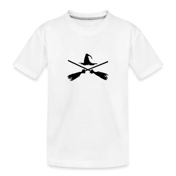 Gekreuzte Hexenbesen | Halloween - Kinder Premium Bio T-Shirt - Weiß - Vorne