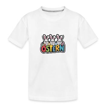 Frohe Ostern drei fröhliche Osterhasen - Kinder Premium Bio T-Shirt - Weiß - Vorne