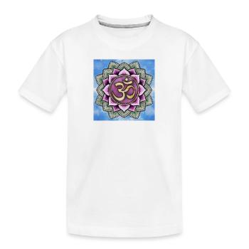 Om Zeichen in Lotusblume - Kinder Premium Bio T-Shirt - Weiß - Vorne