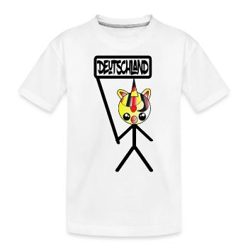 Lustiges Strichmännchen, Fußball Fan , Deutschland - Kinder Premium Bio T-Shirt - Weiß - Vorne