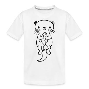hungry otter eats fish hunger - Kids' Premium Organic T-Shirt - white - Front