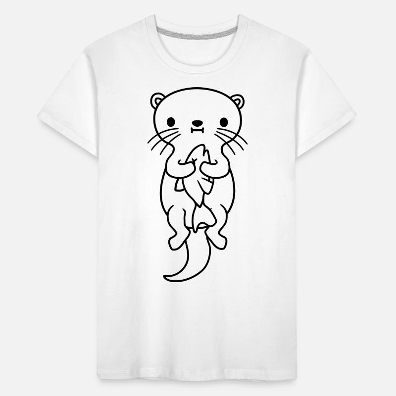 hungry otter eats fish hunger Kids' Premium Organic T-Shirt