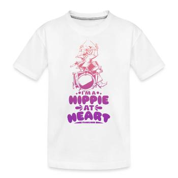 Hippie plays drums - Kids' Premium Organic T-Shirt - white - Front