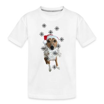 Weihnachts Hund / Schnitzel - Kinder Premium Bio T-Shirt - Weiß - Vorne