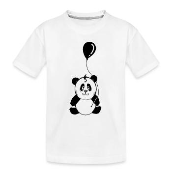 Panda with black balloon - Kids' Premium Organic T-Shirt - white - Front