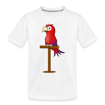 Dessin de bande dessinée ; Un perroquet rouge sur un bâton - T-shirt bio Premium Enfant - blanc - Devant