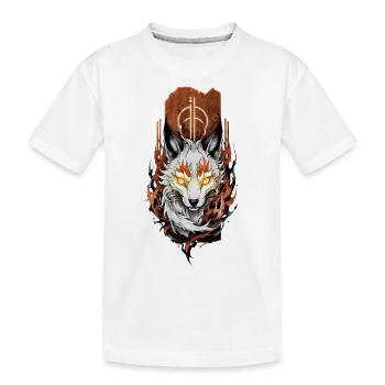Himmlischer Wächter: Mystischer Kitsune-Fuchs - Kinder Premium Bio T-Shirt - Weiß - Vorne
