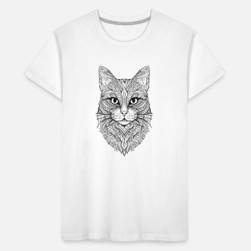 Conception de Mandala de chat T-shirt bio Premium Enfant