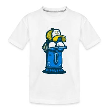 Aerosoldose mit Graffiti-Gesicht - Kinder Premium Bio T-Shirt - Weiß - Vorne