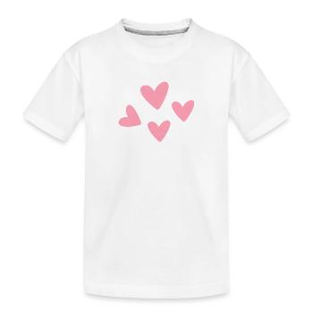 coeurs roses - T-shirt bio Premium Enfant - blanc - Devant
