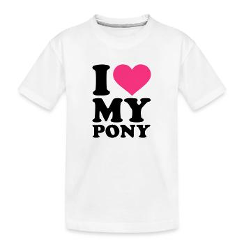 Pony - Kinder Premium Bio T-Shirt - Weiß - Vorne