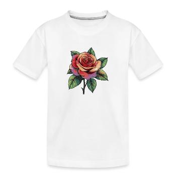 Rose Blume - Kinder Premium Bio T-Shirt - Weiß - Vorne