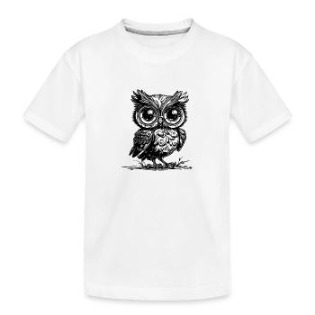 Wald Eule mit großen Augen - Kinder Premium Bio T-Shirt - Weiß - Vorne