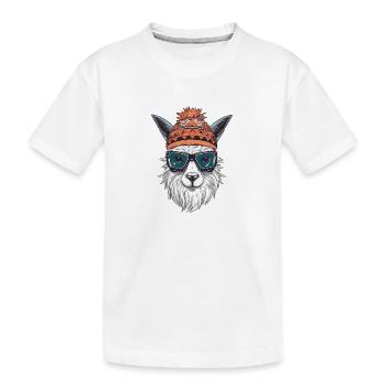 Lama Wintersport - Kinder Premium Bio T-Shirt - Weiß - Vorne