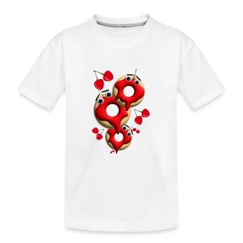 Drei leckere Kirsch Donuts. - Kinder Premium Bio T-Shirt - Weiß - Vorne