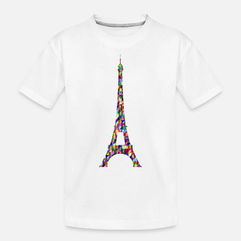 Eiffelturm Regenbogen - Kinder Premium Bio T-Shirt - Weiß