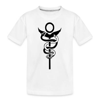 caduceus stick physio vintage retro symbol doctor - Kids' Premium Organic T-Shirt - white - Front