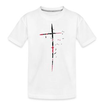 Shattered shredded small parts design pattern scra - Kids' Premium Organic T-Shirt - white - Front
