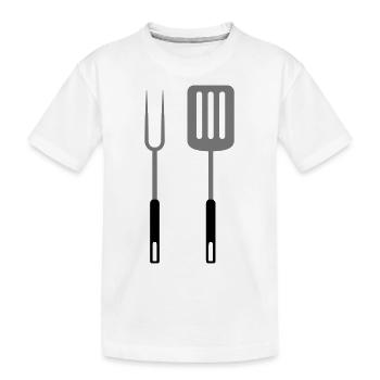 Grill fork Pan turner grilling utensils - Kids' Premium Organic T-Shirt - white - Front