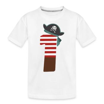 Ich bin Eins 1 / Pirat Geburtstag Party Geschenk - Kinder Premium Bio T-Shirt - Weiß - Vorne
