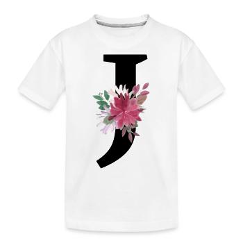 Buchstabe j blumig - Kinder Premium Bio T-Shirt - Weiß - Vorne