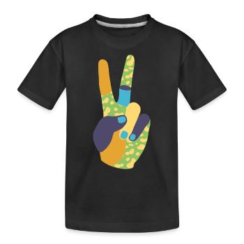 Multi-color peace hand - Kids' Premium Organic T-Shirt - black - Front