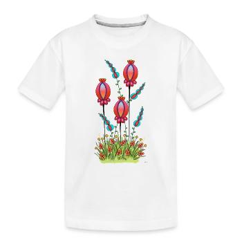 Poppy capsule drawing abstract colorful, eye-catcher - Kids' Premium Organic T-Shirt - white - Front
