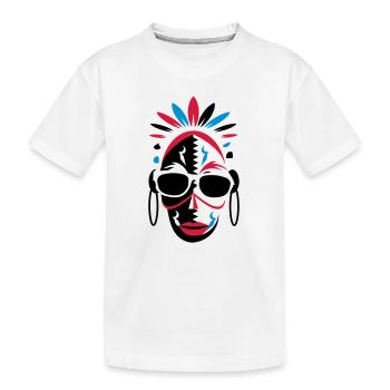 afrikanische Maske mit Sonnenbrille als Stencil - Kinder Premium Bio T-Shirt - Weiß - Vorne