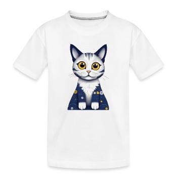 Chat mignon avec de grand yeux, amour des chats - T-shirt bio Premium Enfant - blanc - Devant