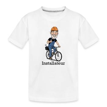 Construction Worker Bicycle Hero - Kids' Premium Organic T-Shirt - white - Front