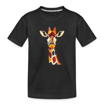 Bunte Giraffenpracht Giraffe Kopf Hals Motiv - Kinder Premium Bio T-Shirt - Schwarz - Vorne