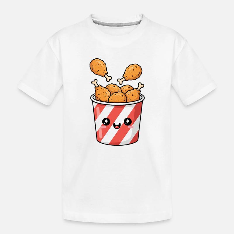 Kawaii-Brathähnchen-Eimer - Kinder Premium Bio T-Shirt - Weiß