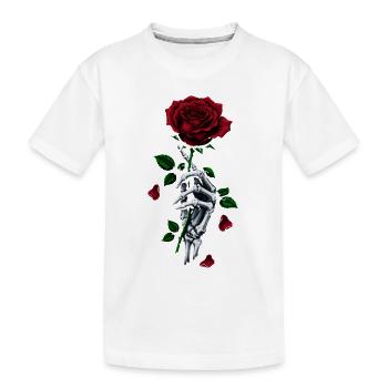 Rote Rose Skelett Hand Gotische Rose - Kinder Premium Bio T-Shirt - Weiß - Vorne