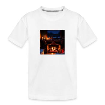 Cozy Fireplace Scene - Kids' Premium Organic T-Shirt - white - Front