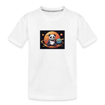 Panda im Weltraum - Kinder Premium Bio T-Shirt - Weiß - Vorne