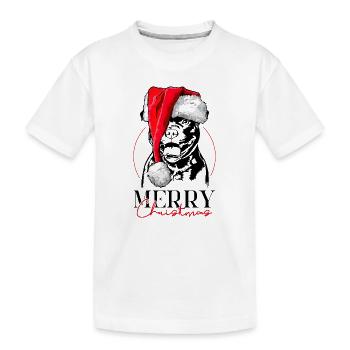 Père Noël Staffordshire Bull Terrier Joyeux Noël - T-shirt bio Premium Enfant - blanc - Devant