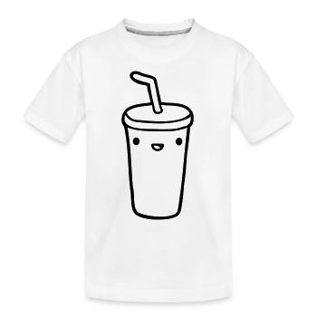 Gesicht Cola Becher - Kinder Premium Bio T-Shirt - Weiß - Vorne