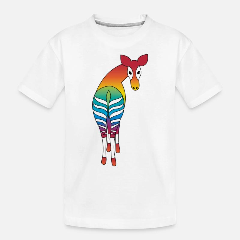 Rainbow Okapi - Kids' Premium Organic T-Shirt - white