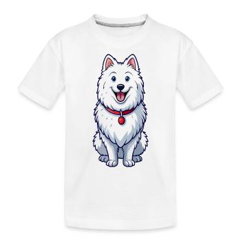 Happy Grinning Samoyed - Kids' Premium Organic T-Shirt - white - Front