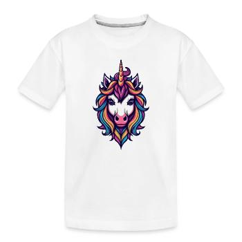 Rainbow Unicorn Head - Kids' Premium Organic T-Shirt - white - Front