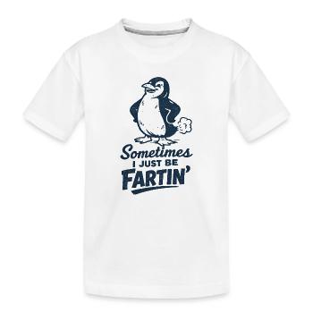 Sometimes I just fart – farting penguin - Kids' Premium Organic T-Shirt - white - Front